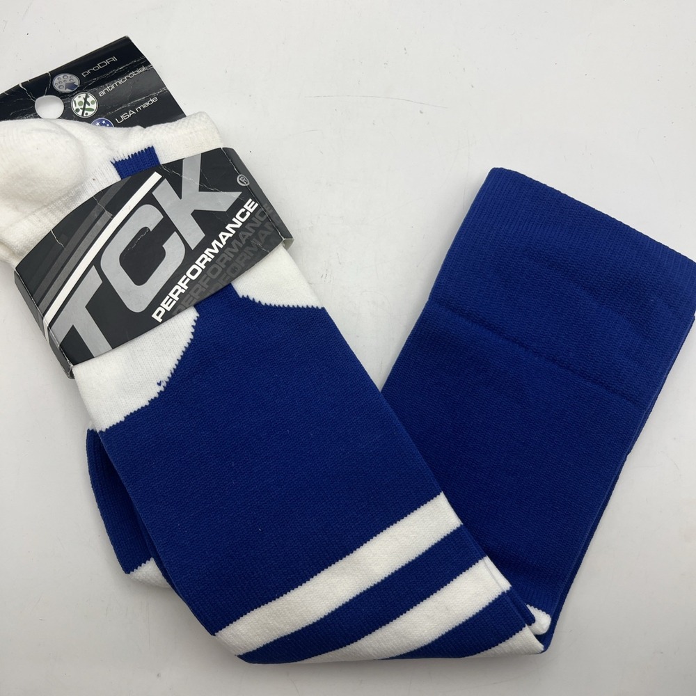 TCK Performance Baseball Football Knee High Socks Navy Blue White ProDRI XL